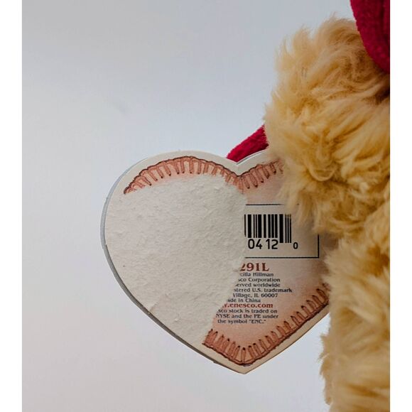 Vintage Cherished Teddies 1998 "Val" 14"Stuffed Plush Bear W/Red Dress & Bow Wit - Picture 8 of 8